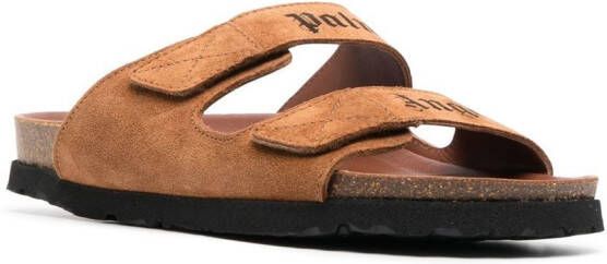Palm Angels logo-print slide sandals Brown
