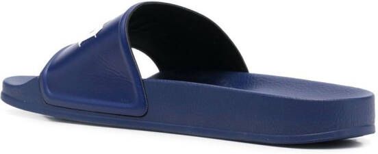 Palm Angels logo-print slides Blue