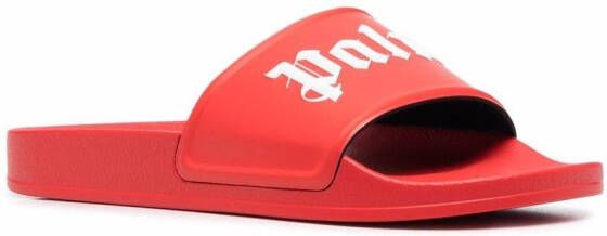 Palm Angels logo-print slides Red