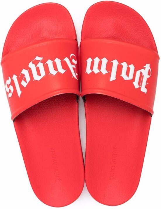 Palm Angels logo-print slides Red