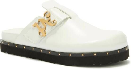 Palm Angels PA studded leather mules White