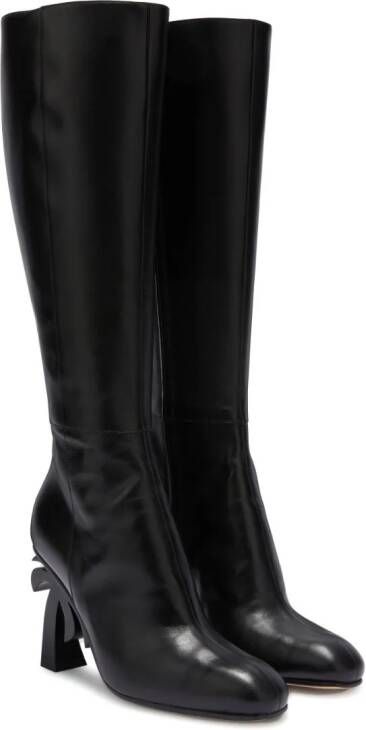Palm Angels Palm-heel leather knee boots Black