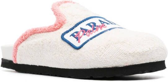 Palm Angels Paradise patch terry-cloth mules White