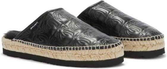 Palm Angels quilted leather mules Black