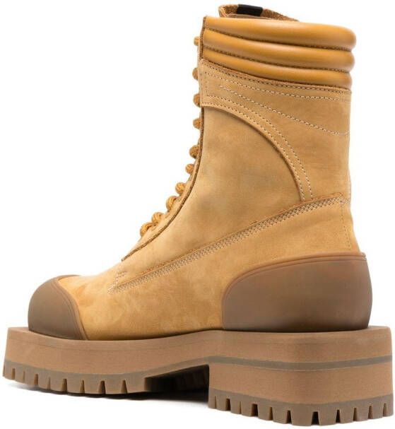 Palm Angels square-toe combat boots Yellow