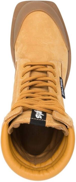 Palm Angels square-toe combat boots Yellow