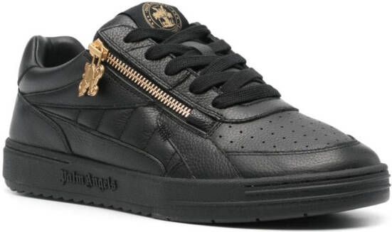 Palm Angels University zipped leather sneakers Black