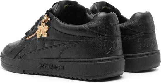 Palm Angels University zipped leather sneakers Black
