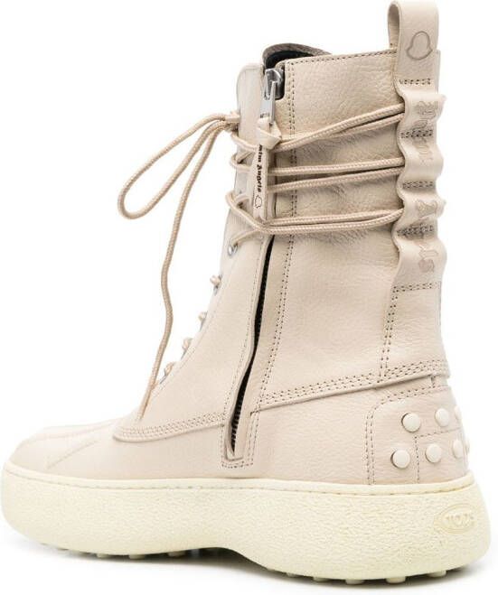 Palm Angels x Moncler x Tod's Winter Gommino lace-up boots Neutrals