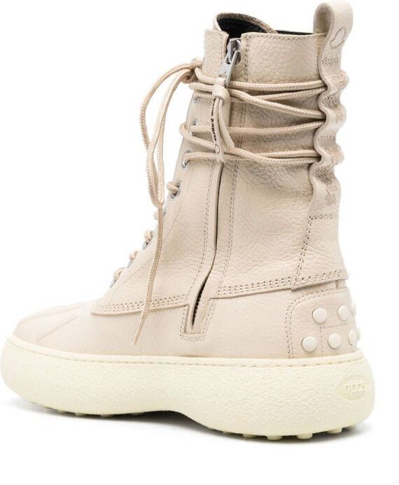 Palm Angels x Moncler x Tod's Winter Gommino lace-up boots Neutrals