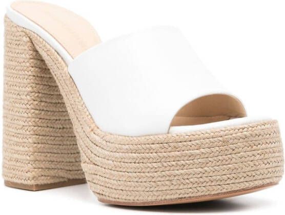 Paloma Barceló 125mm leather platform espadrilles White