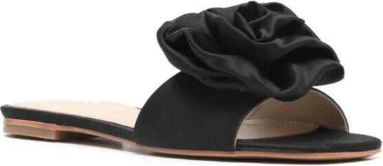 Paloma Barceló Calipso floral-appliqué sandals Black