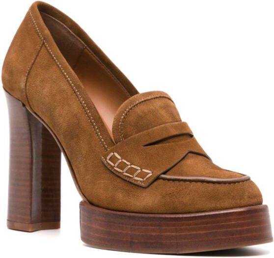 Paloma Barceló Daisy 110mm penny loafers Brown