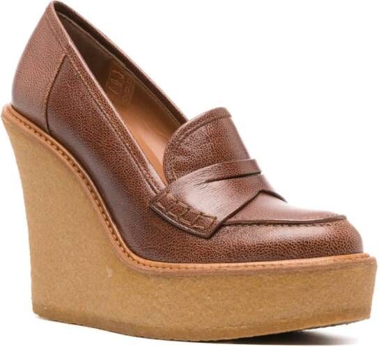 Paloma Barceló Dodi 120mm wedge-heel penny loafers Brown