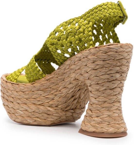 Paloma Barceló interwoven slingback strap sandals Green