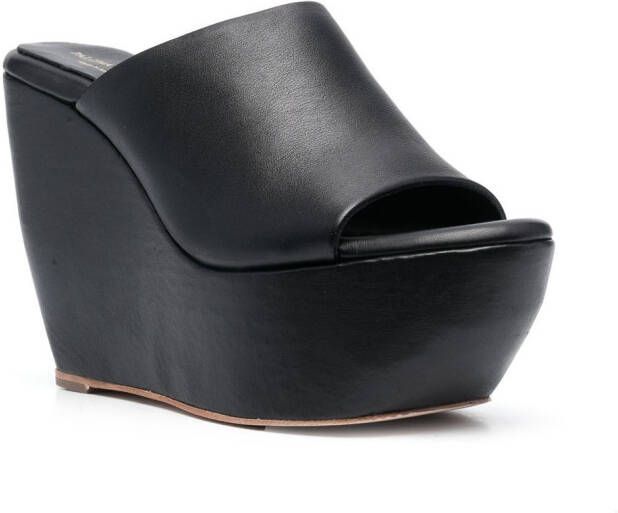 Paloma Barceló leather 130mm wedge mules Black