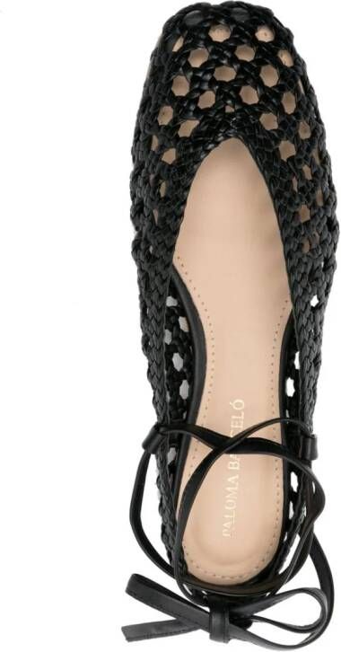 Paloma Barceló Palmira braided-leather ballerina shoes Black