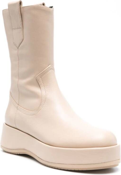 Paloma Barceló panelled leather mid-calf boots Neutrals