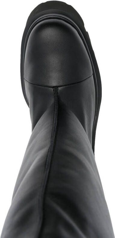 Paloma Barceló wide knee-high leather boots Black