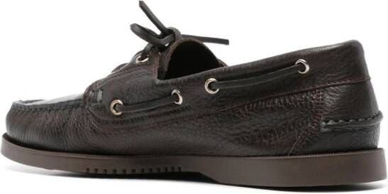 Paraboot grained-leather boat shoes Brown