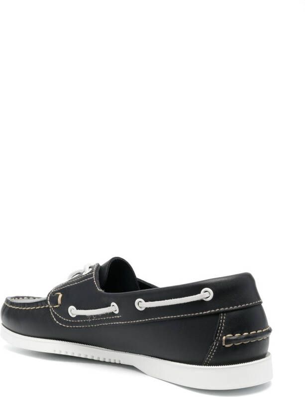 Paraboot lace-up leather boat shoes Blue