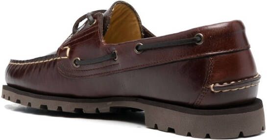 Paraboot lace-up leather boat shoes Brown