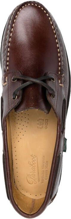 Paraboot lace-up leather boat shoes Brown