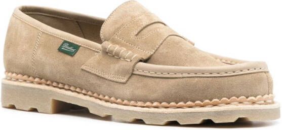 Paraboot logo-patch suede loafers Neutrals