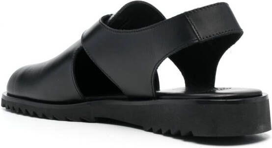 Paraboot round-toe leather sandals Black