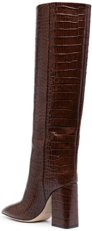 Paris Texas 100mm crocodile-effect leather knee-high boots Brown