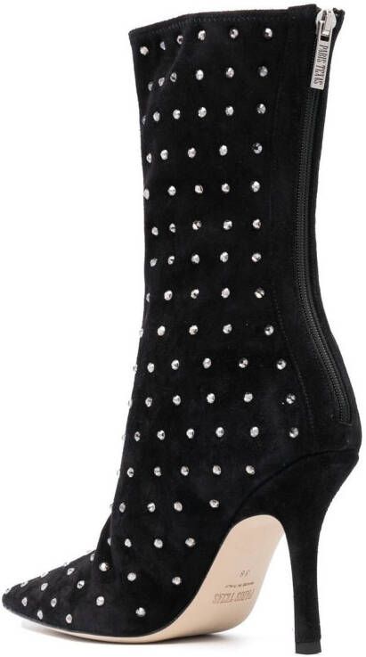 Paris Texas 100mm crystal-embellished pointed boots Black