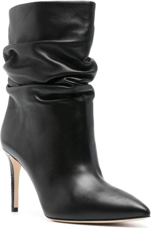 Paris Texas 100mm ruched leather boots Black