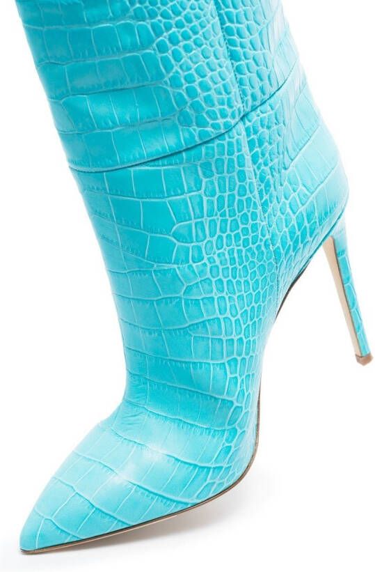 Paris Texas 105mm crocodile-effect knee boots Blue