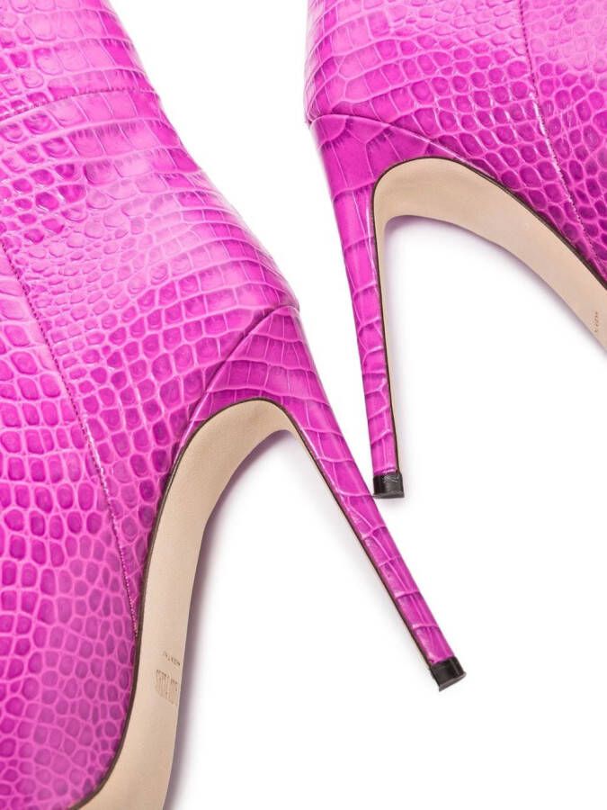 Paris Texas 105mm crocodile-effect knee boots Pink