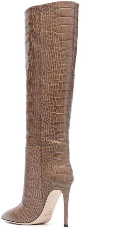 Paris Texas 105mm crocodile-effect leather boots Brown