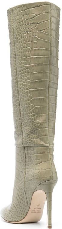 Paris Texas 105mm crocodile-effect leather boots Green