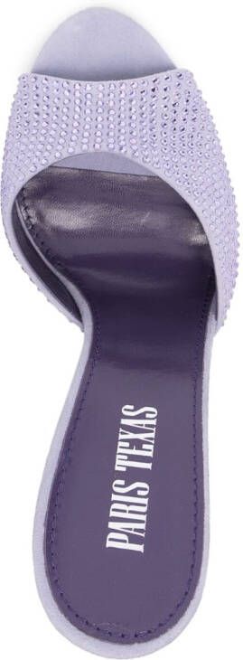 Paris Texas 110mm crystal embellished leather mules Purple