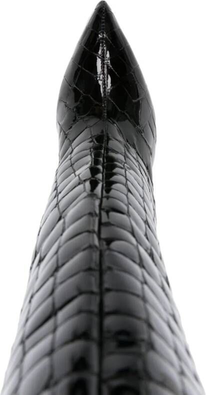 Paris Texas 115mm crocodile-embossed leather boots Black