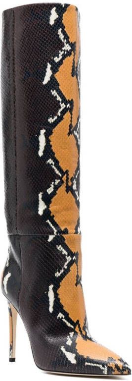 Paris Texas 115mm python-print knee-high boots Brown