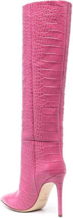 Paris Texas 120mm crocodile-effect knee-length boots Pink