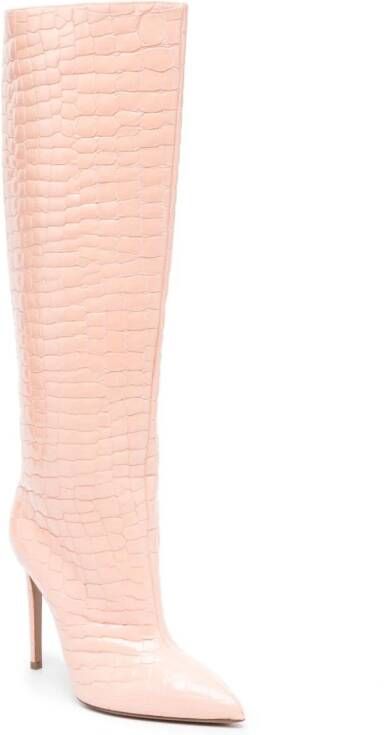 Paris Texas 120mm crocodile-embossed leather boots Pink