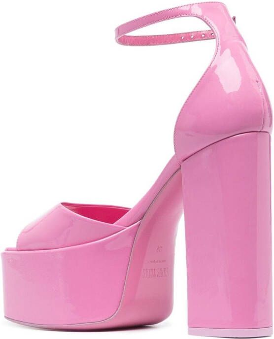 Paris Texas 130mm patent-leather platform sandals Pink