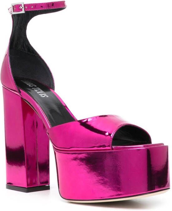 Paris Texas 140mm shiny platform sandals Pink