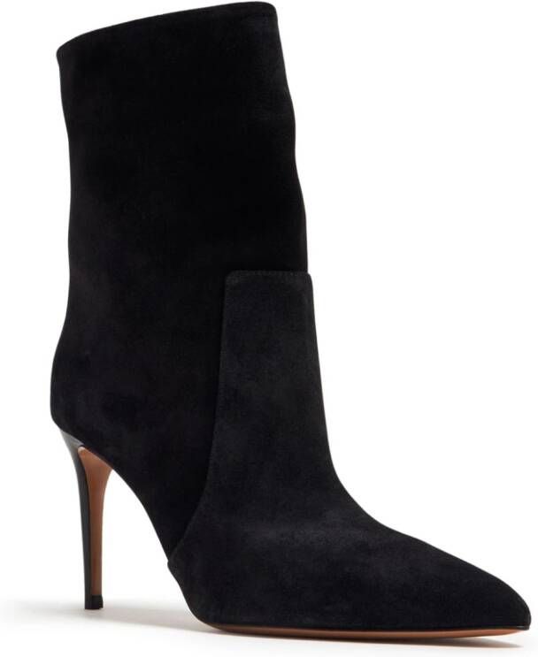 Paris Texas 85mm pointed-toe suede boots Black
