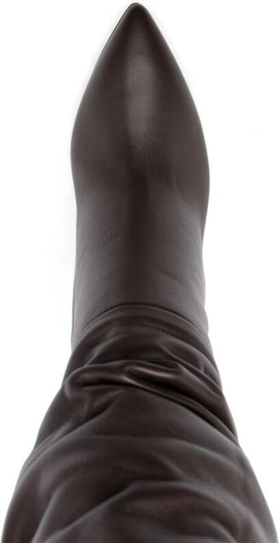 Paris Texas 90mm ruched leather boots Brown