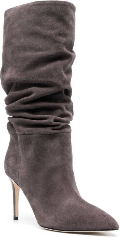 Paris Texas 90mm slouchy suede boots Grey