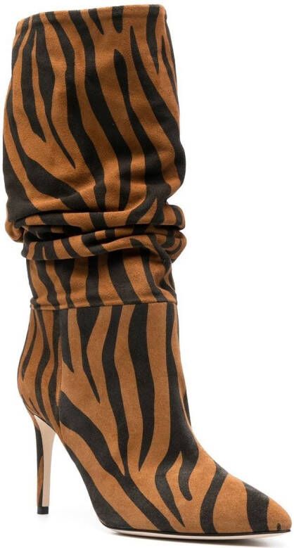 Paris Texas 90mm zebra-print slouchy boots Brown