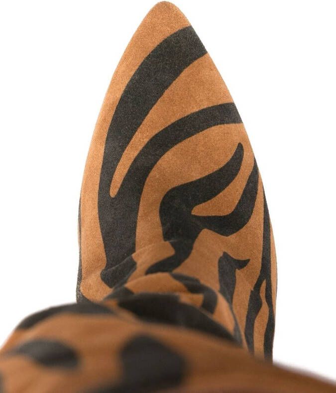 Paris Texas 90mm zebra-print slouchy boots Brown