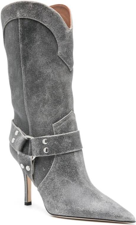 Paris Texas 95mm cracked-leather boots Grey