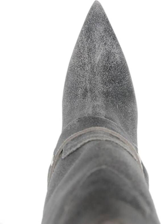 Paris Texas 95mm cracked-leather boots Grey